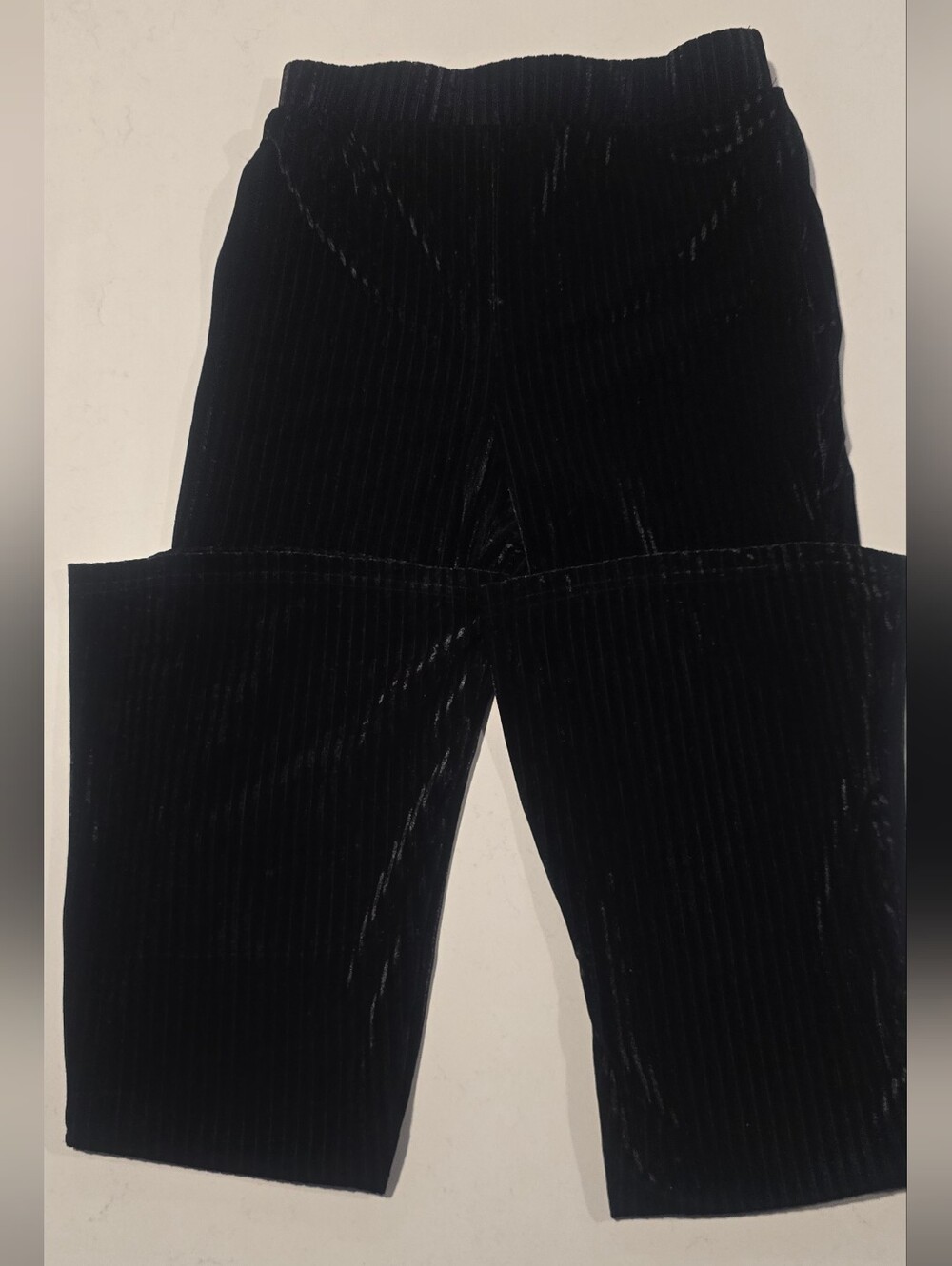 Black Velvet Ribbed Pants